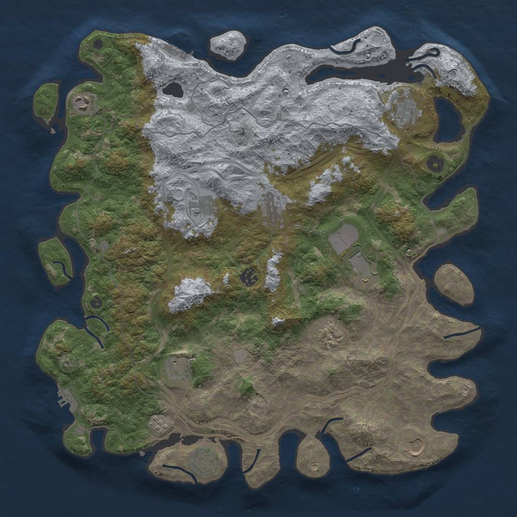 Rust Map: Procedural Map, Size: 4500, Seed: 1310972292, 18 Monuments