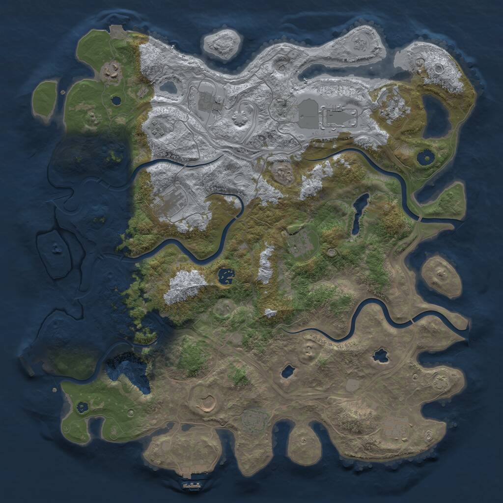Rust Map: Procedural Map, Size: 4500, Seed: 1310972292, 17 Monuments