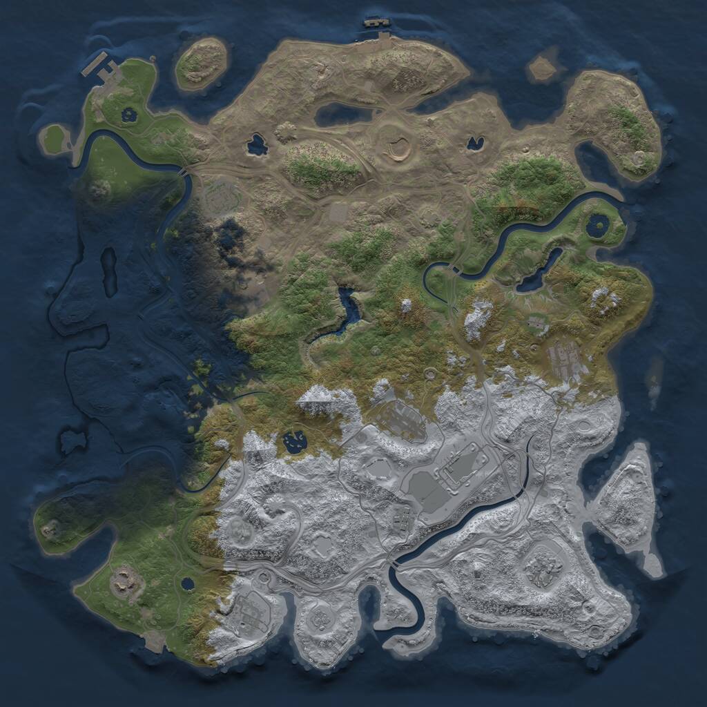 Rust Map: Procedural Map, Size: 4500, Seed: 554240133, 17 Monuments