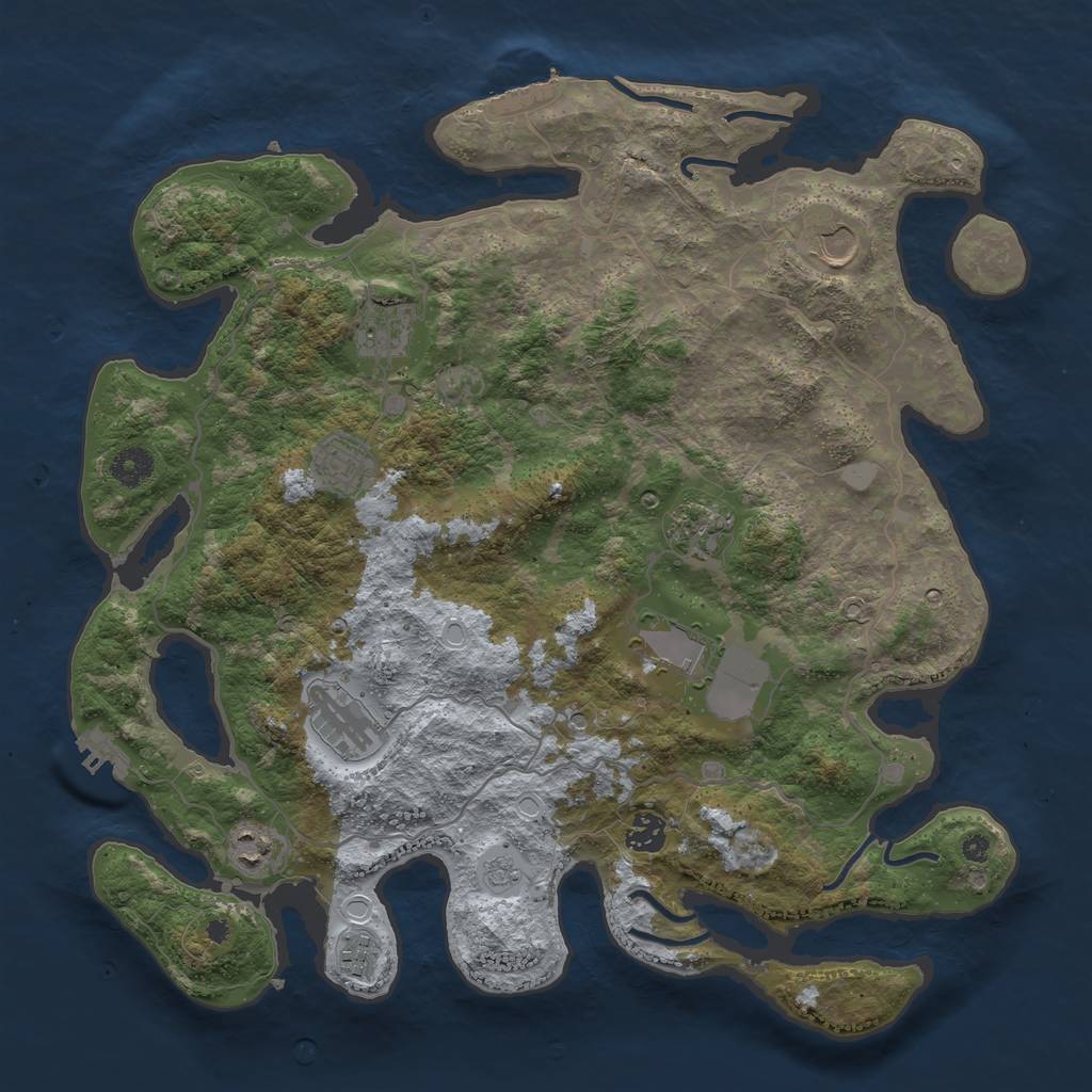 Rust Map: Procedural Map, Size: 4000, Seed: 1237152651, 16 Monuments