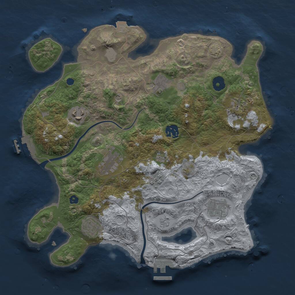 Rust Map: Procedural Map, Size: 3250, Seed: 1153685952, 14 Monuments