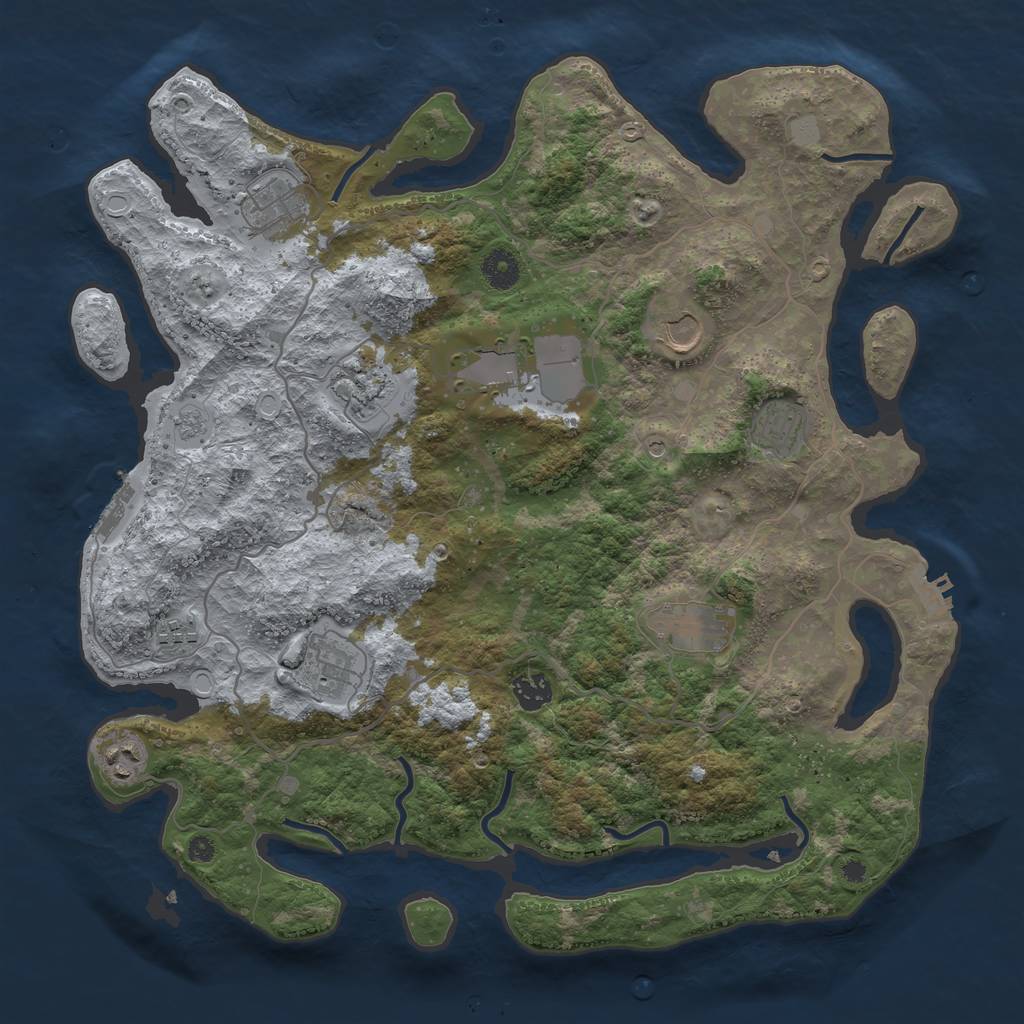 Rust Map: Procedural Map, Size: 4000, Seed: 285619049, 17 Monuments