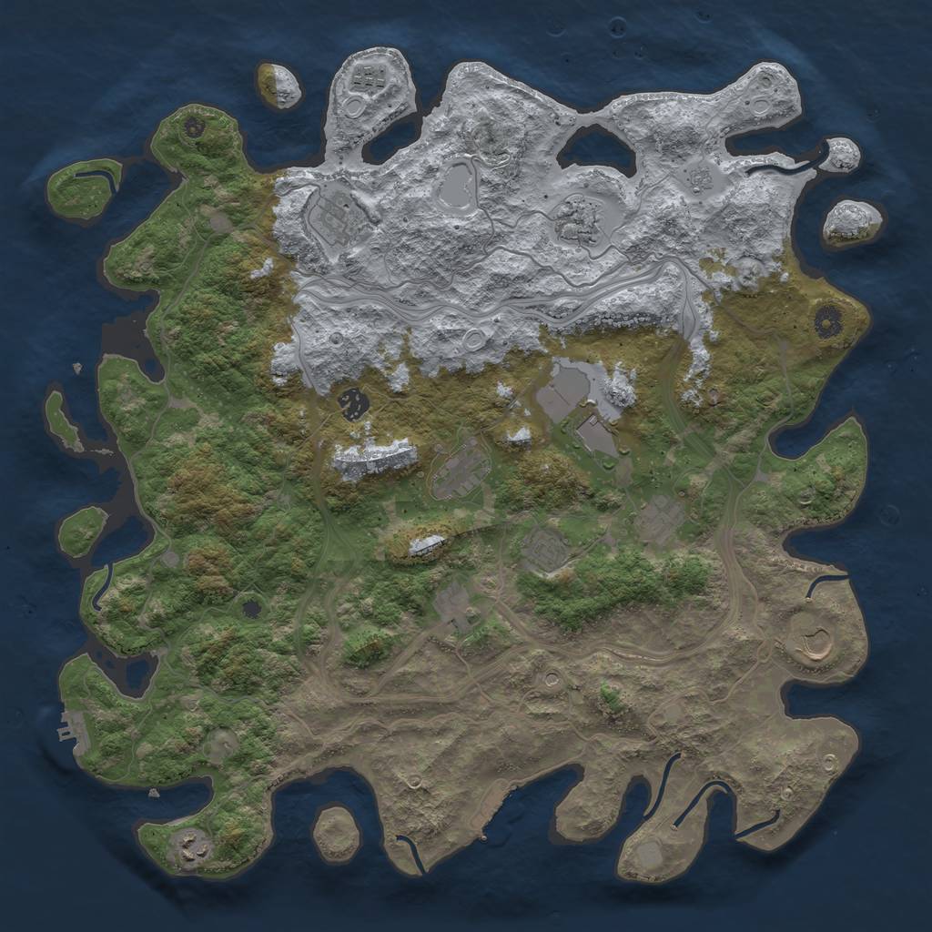 Rust Map: Procedural Map, Size: 4500, Seed: 328626532, 18 Monuments