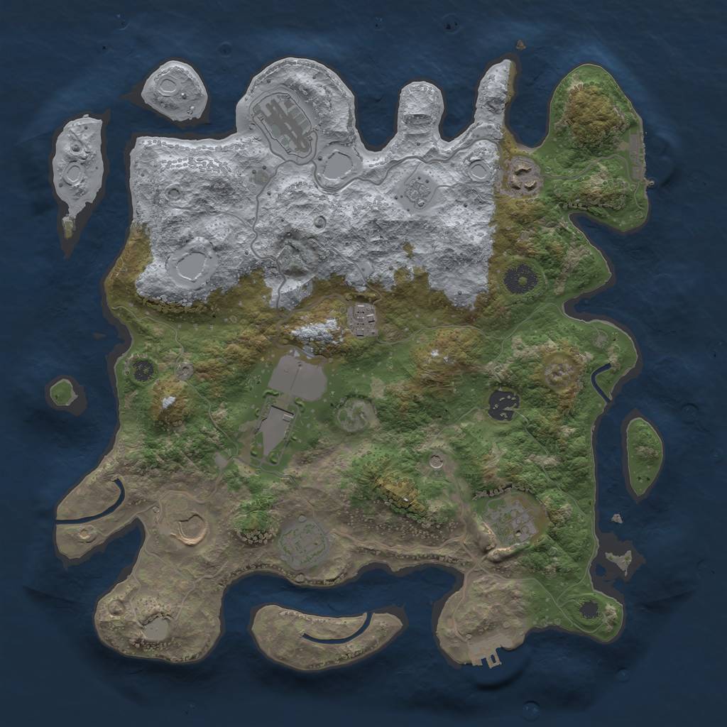 Rust Map: Procedural Map, Size: 3500, Seed: 760429373, 15 Monuments