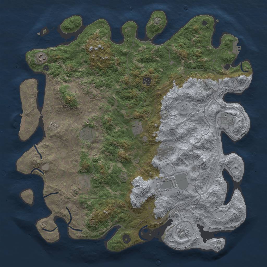 Rust Map: Procedural Map, Size: 4500, Seed: 667361308, 17 Monuments