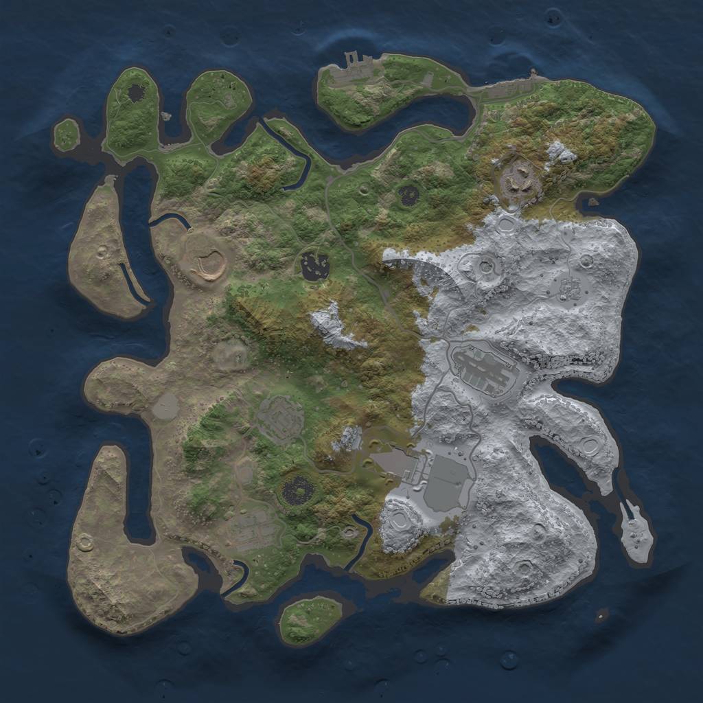 Rust Map: Procedural Map, Size: 3500, Seed: 2076861165, 14 Monuments