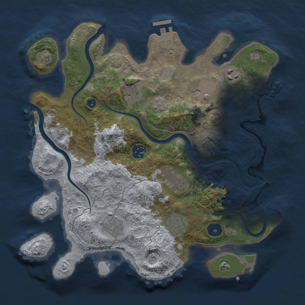 Rust Map: Procedural Map, Size: 3300, Seed: 2064806487, 14 Monuments