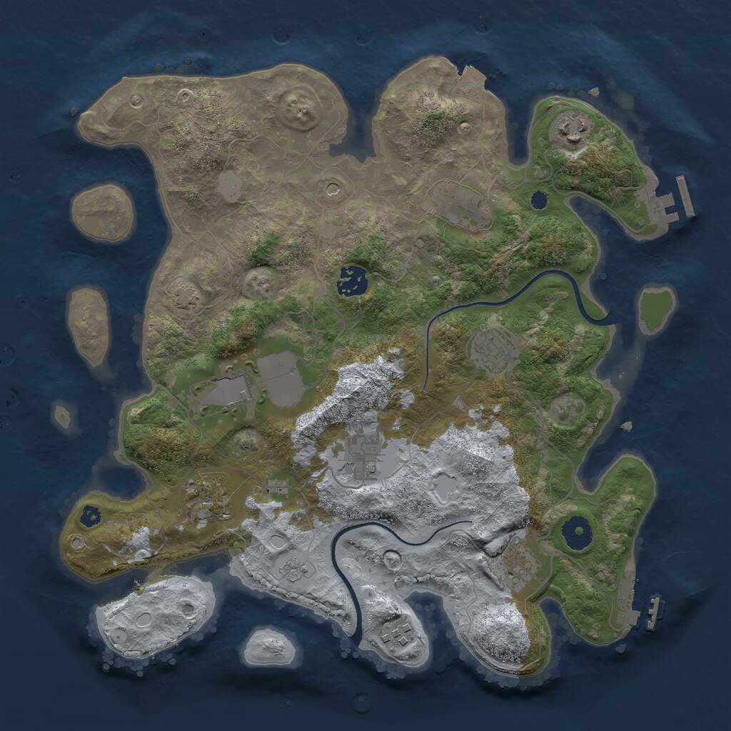 Rust Map: Procedural Map, Size: 3500, Seed: 1017918006, 15 Monuments