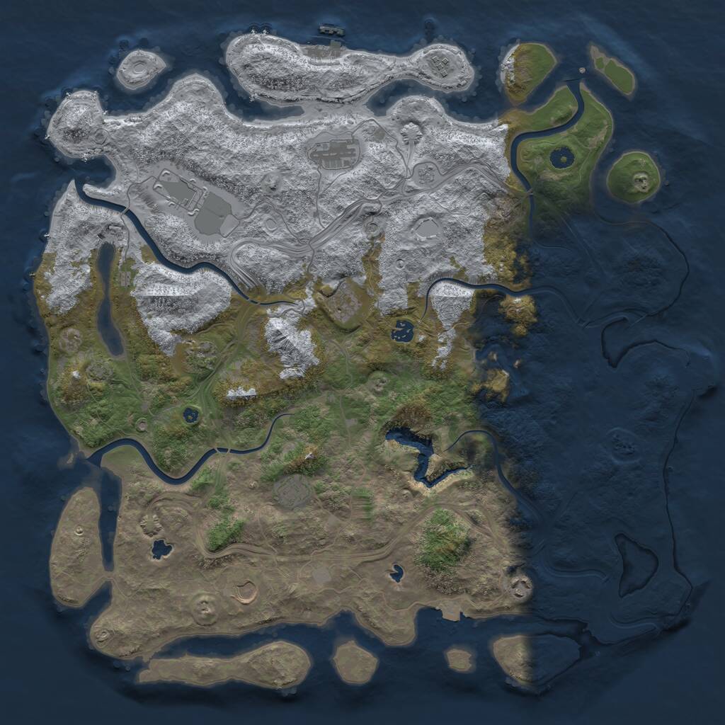 Rust Map: Procedural Map, Size: 4800, Seed: 1073922783, 15 Monuments
