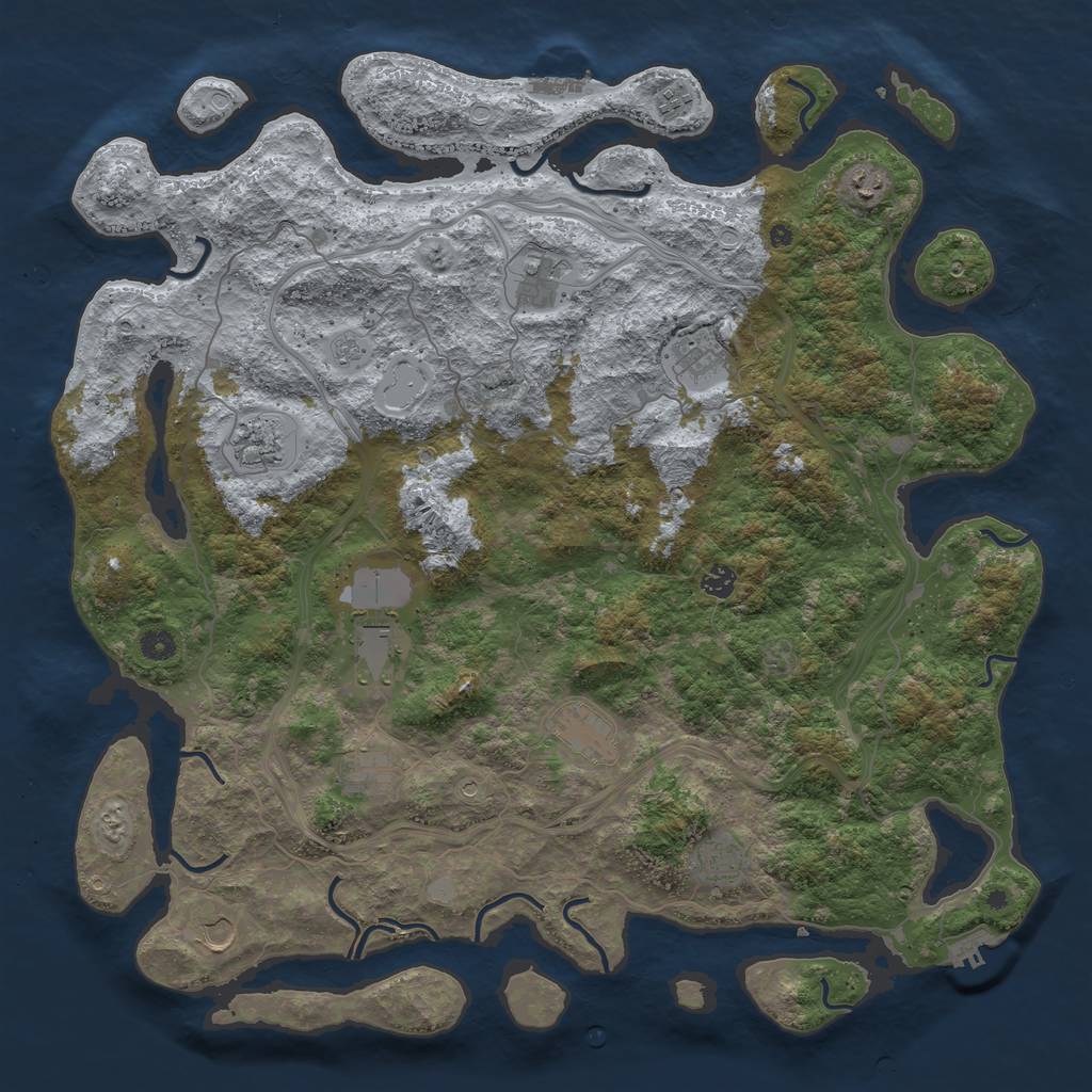 Rust Map: Procedural Map, Size: 4800, Seed: 1073922783, 18 Monuments