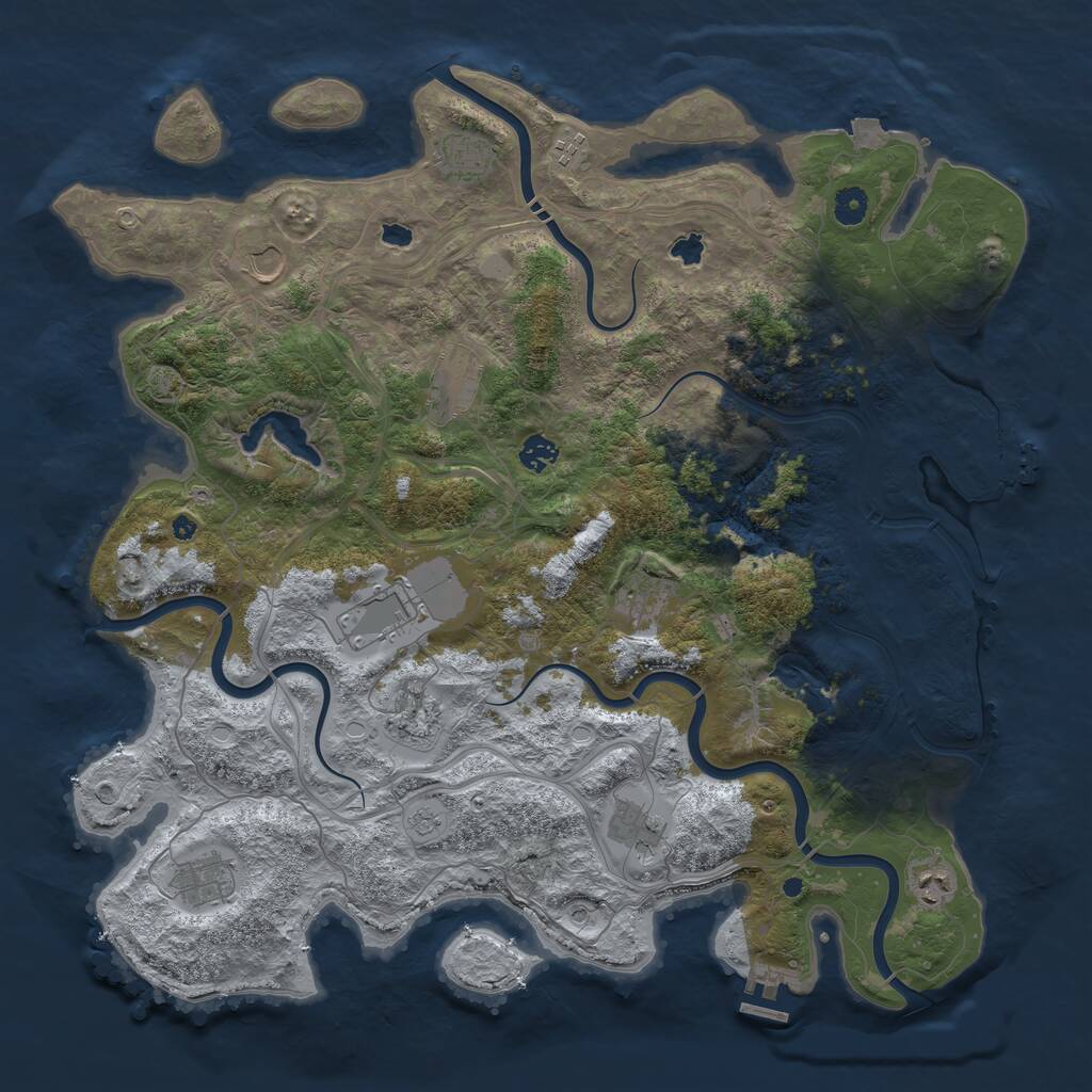 Rust Map: Procedural Map, Size: 4500, Seed: 537863031, 17 Monuments