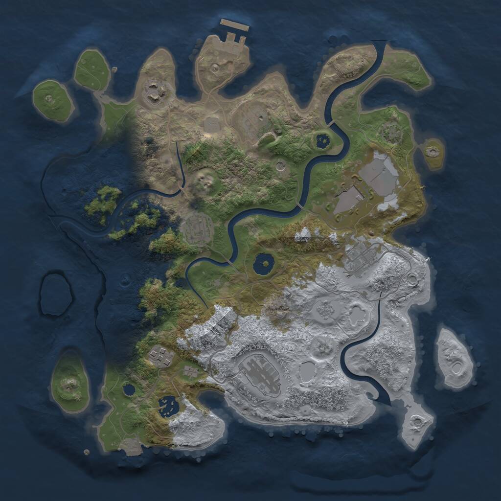 Rust Map: Procedural Map, Size: 3500, Seed: 31436345, 13 Monuments