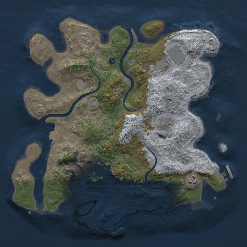 Rust Map: Procedural Map, Size: 3500, Seed: 75627775, 11 Monuments