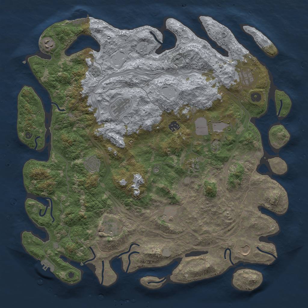 Rust Map: Procedural Map, Size: 4500, Seed: 1692012531, 18 Monuments