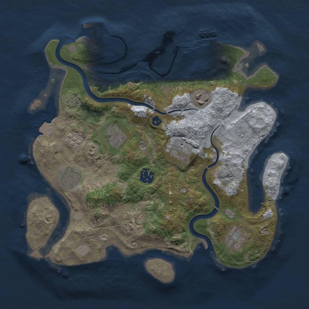 Rust Map: Procedural Map, Size: 3200, Seed: 1492483447, 14 Monuments
