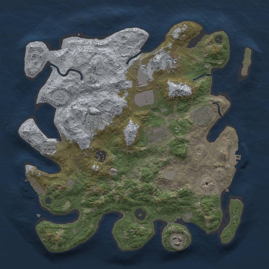 Rust Map: Procedural Map, Size: 3500, Seed: 922452500, 15 Monuments