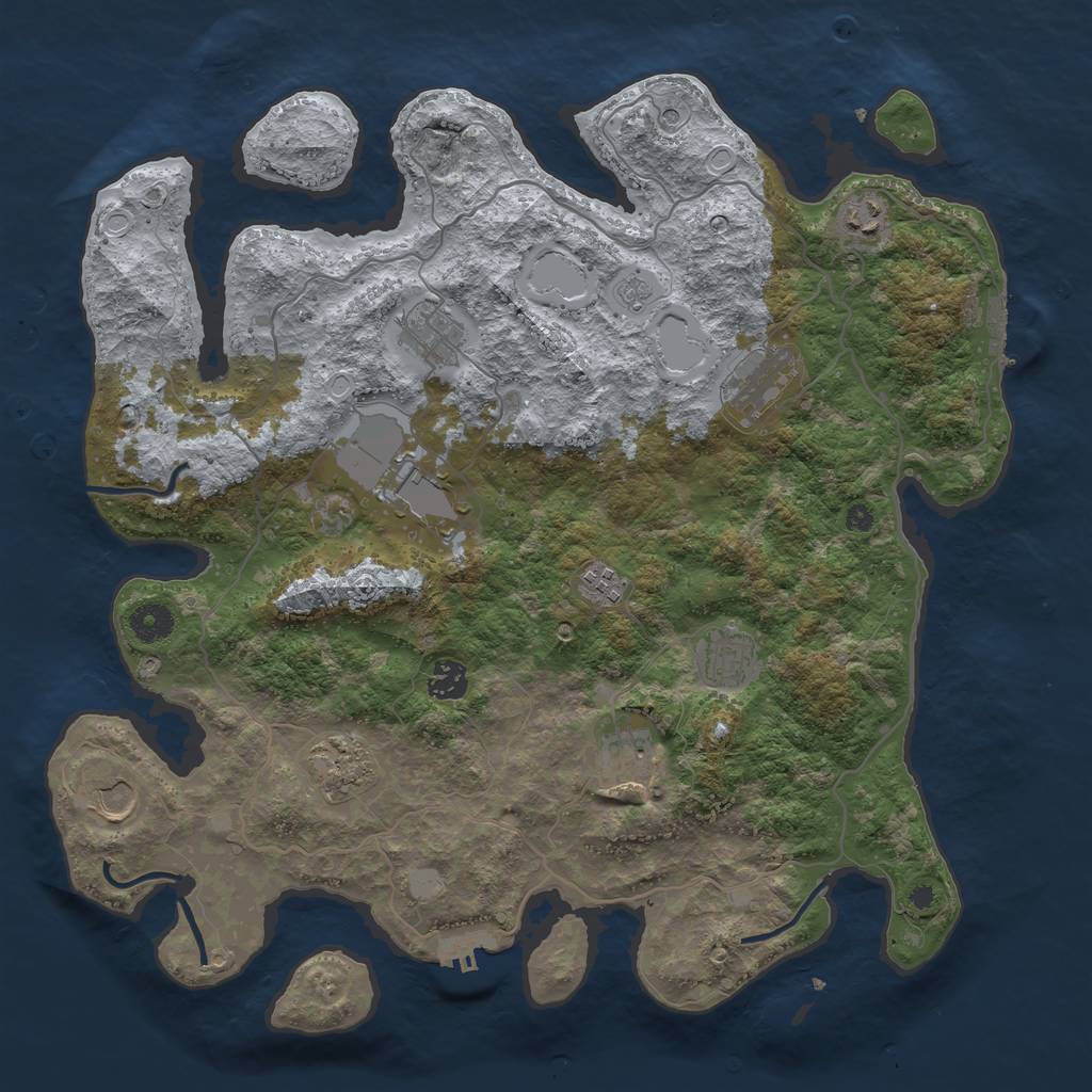 Rust Map: Procedural Map, Size: 4000, Seed: 28162821, 17 Monuments