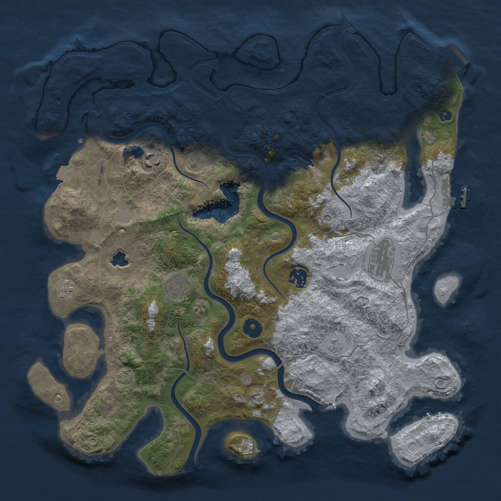 Rust Map: Procedural Map, Size: 4000, Seed: 24723, 11 Monuments