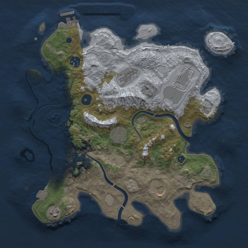 Rust Map: Procedural Map, Size: 3500, Seed: 39995933, 12 Monuments