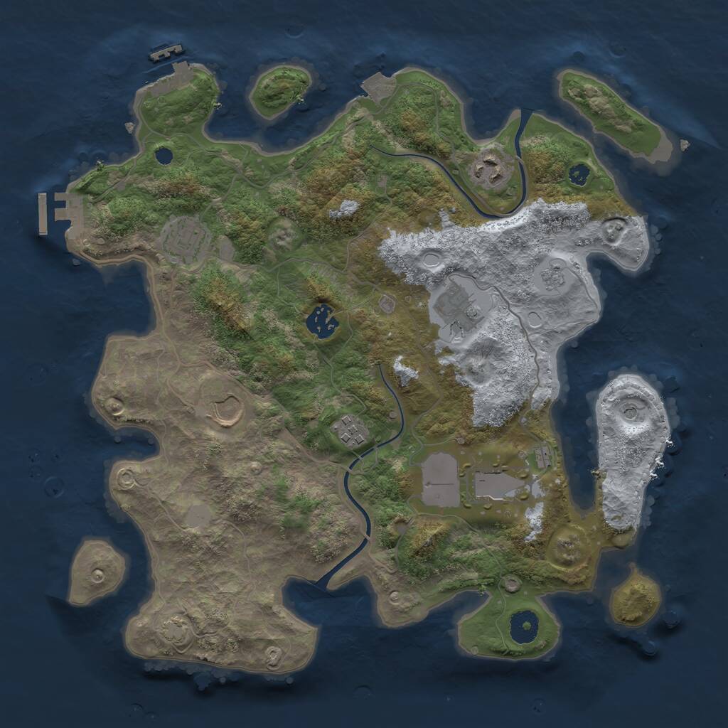 Rust Map: Procedural Map, Size: 3500, Seed: 93082111, 13 Monuments