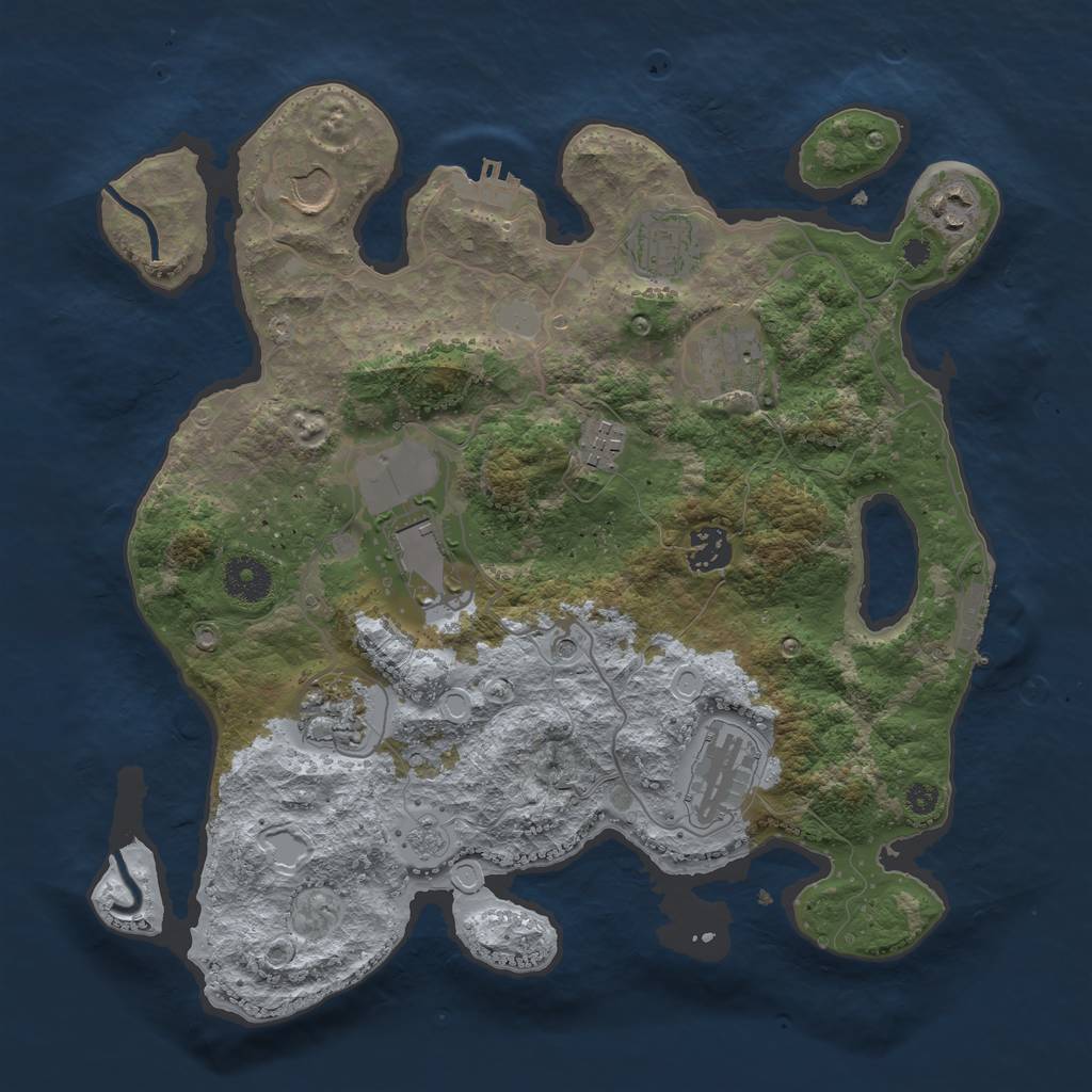 Rust Map: Procedural Map, Size: 3500, Seed: 42703234, 16 Monuments