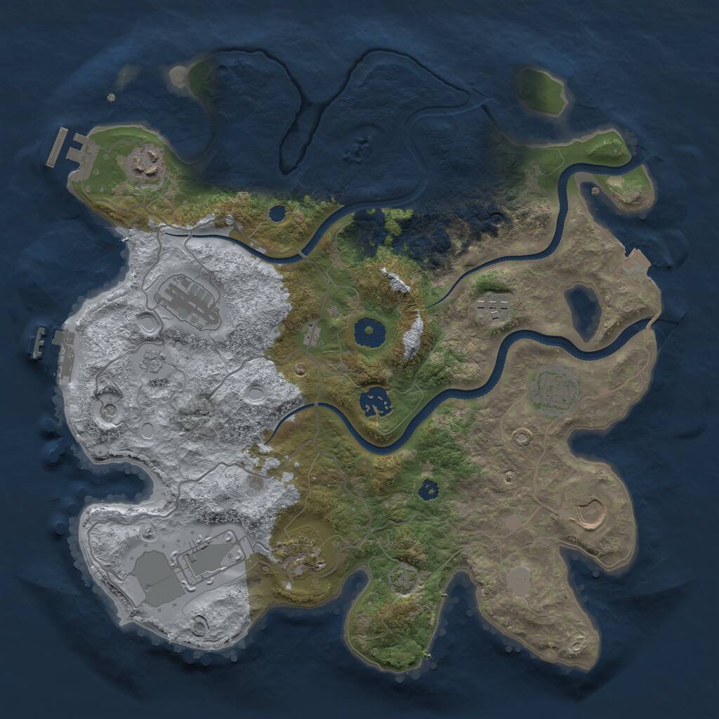 Rust Map: Procedural Map, Size: 3500, Seed: 6621529, 14 Monuments