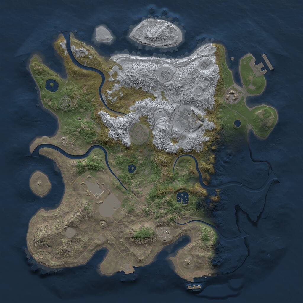 Rust Map: Procedural Map, Size: 3500, Seed: 4317455, 12 Monuments