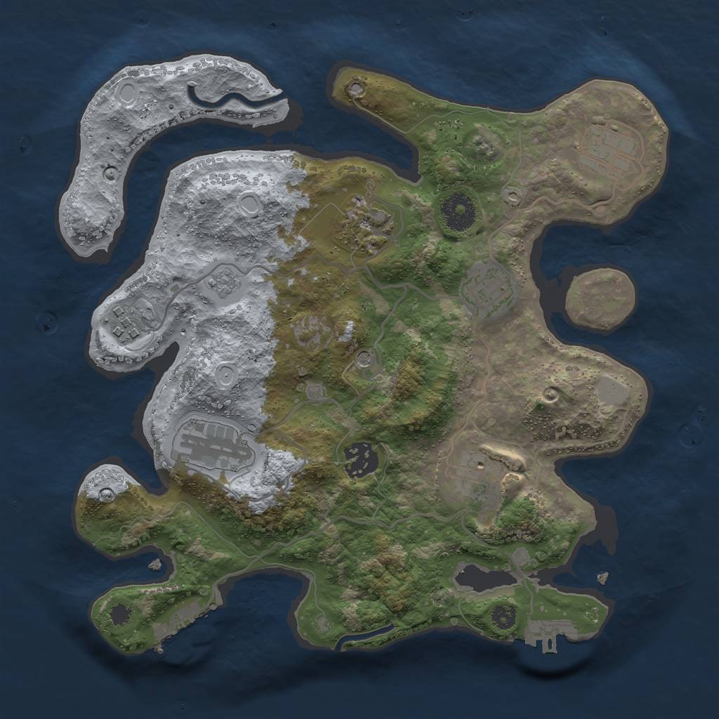 Rust Map: Procedural Map, Size: 3000, Seed: 2089880733, 14 Monuments