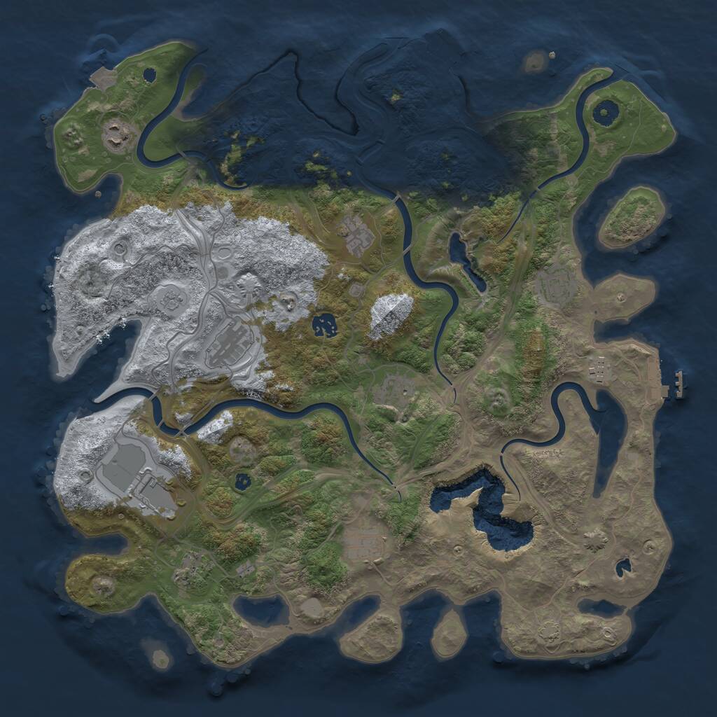 Rust Map: Procedural Map, Size: 4250, Seed: 3001, 16 Monuments