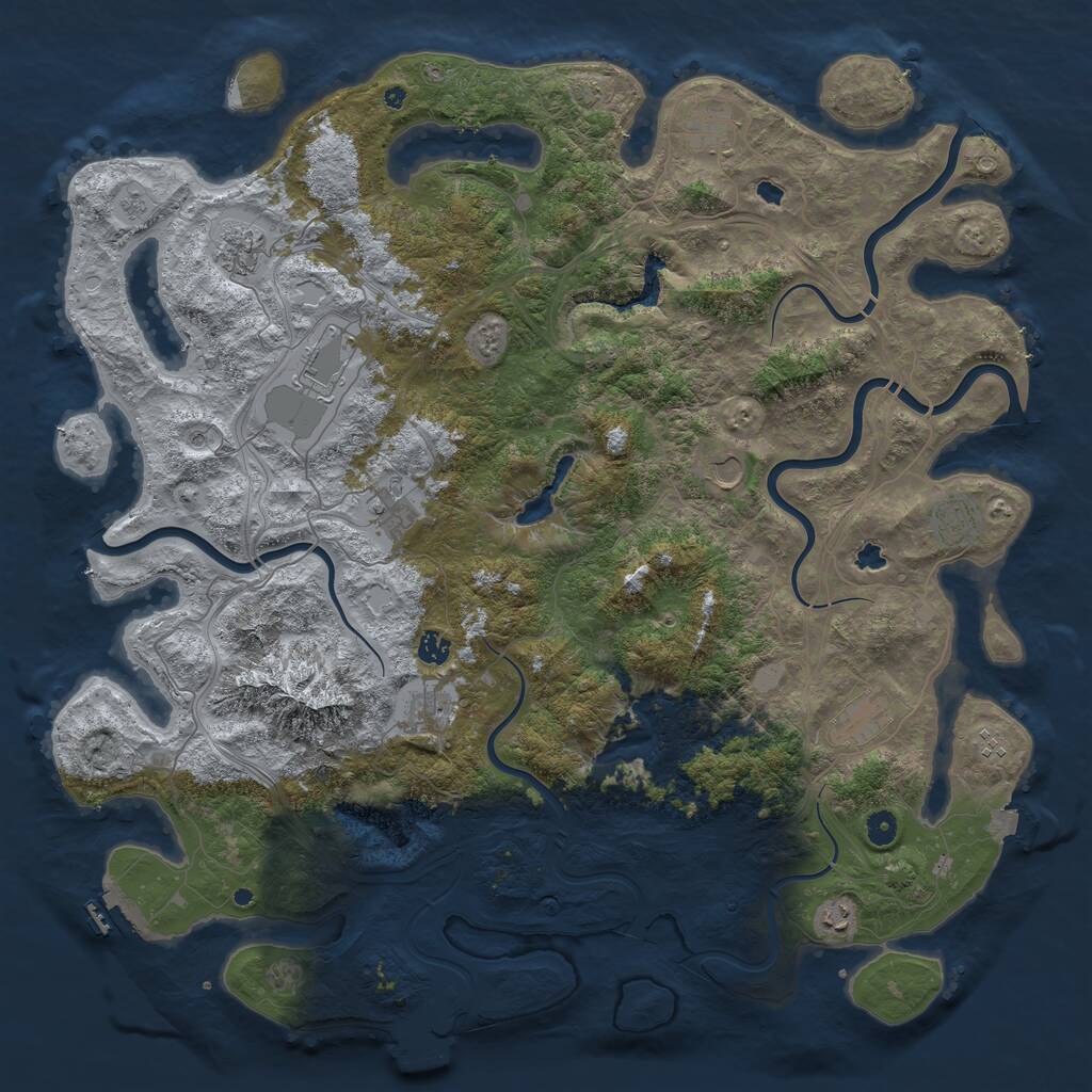 Rust Map: Procedural Map, Size: 5000, Seed: 1423944267, 17 Monuments