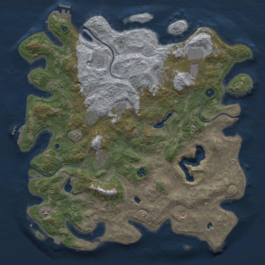 Rust Map: Procedural Map, Size: 4500, Seed: 1918599846, 16 Monuments