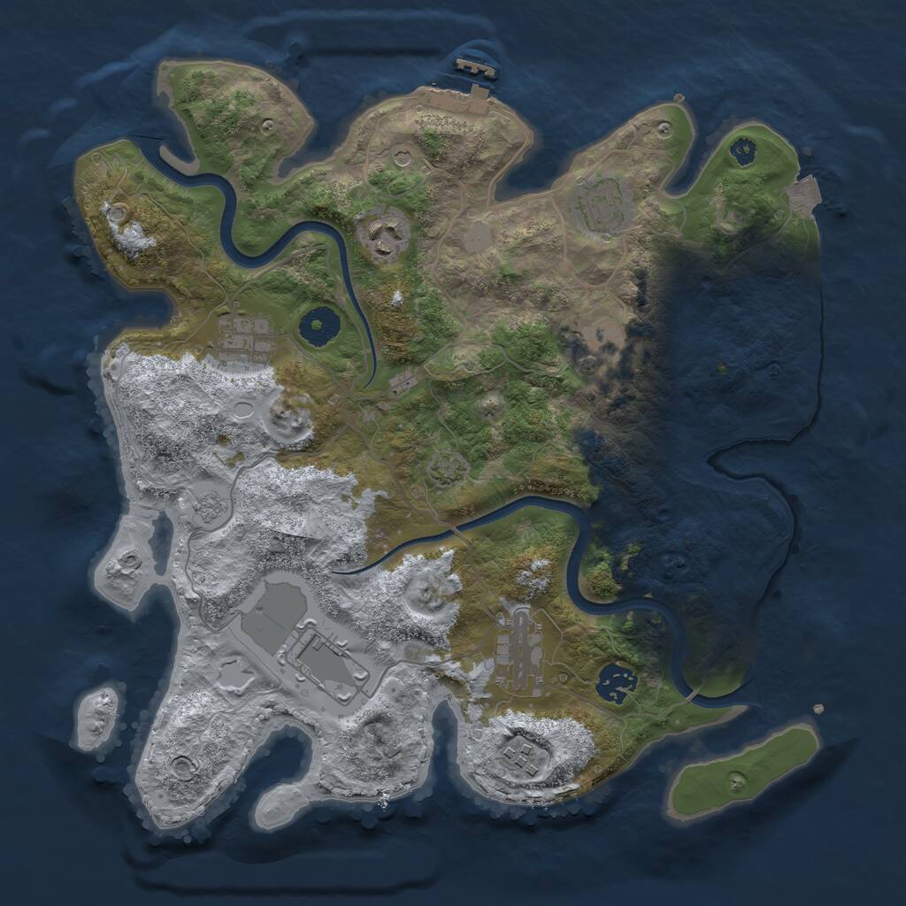 Rust Map: Procedural Map, Size: 3500, Seed: 33926970, 13 Monuments
