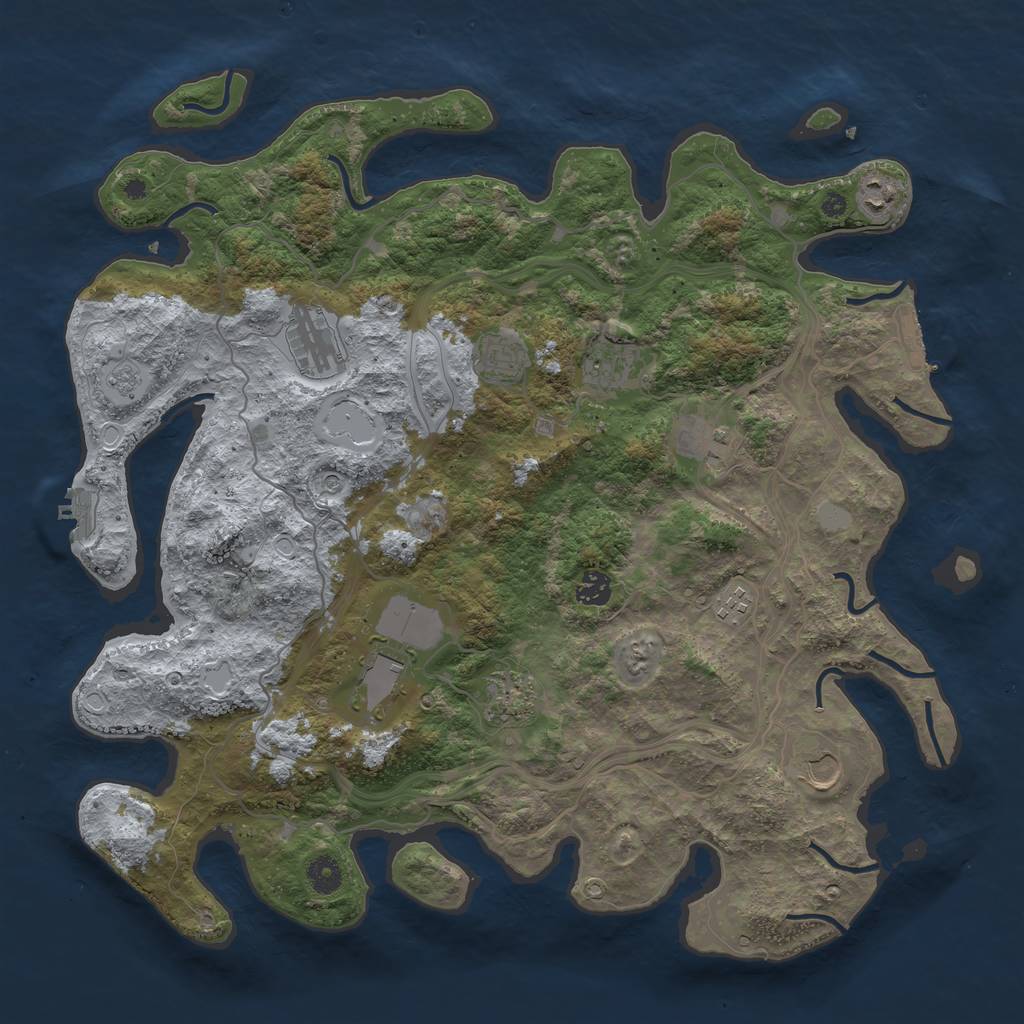 Rust Map: Procedural Map, Size: 4250, Seed: 24445, 17 Monuments