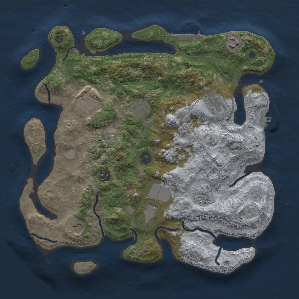 Rust Map: Procedural Map, Size: 3600, Seed: 969864916, 16 Monuments