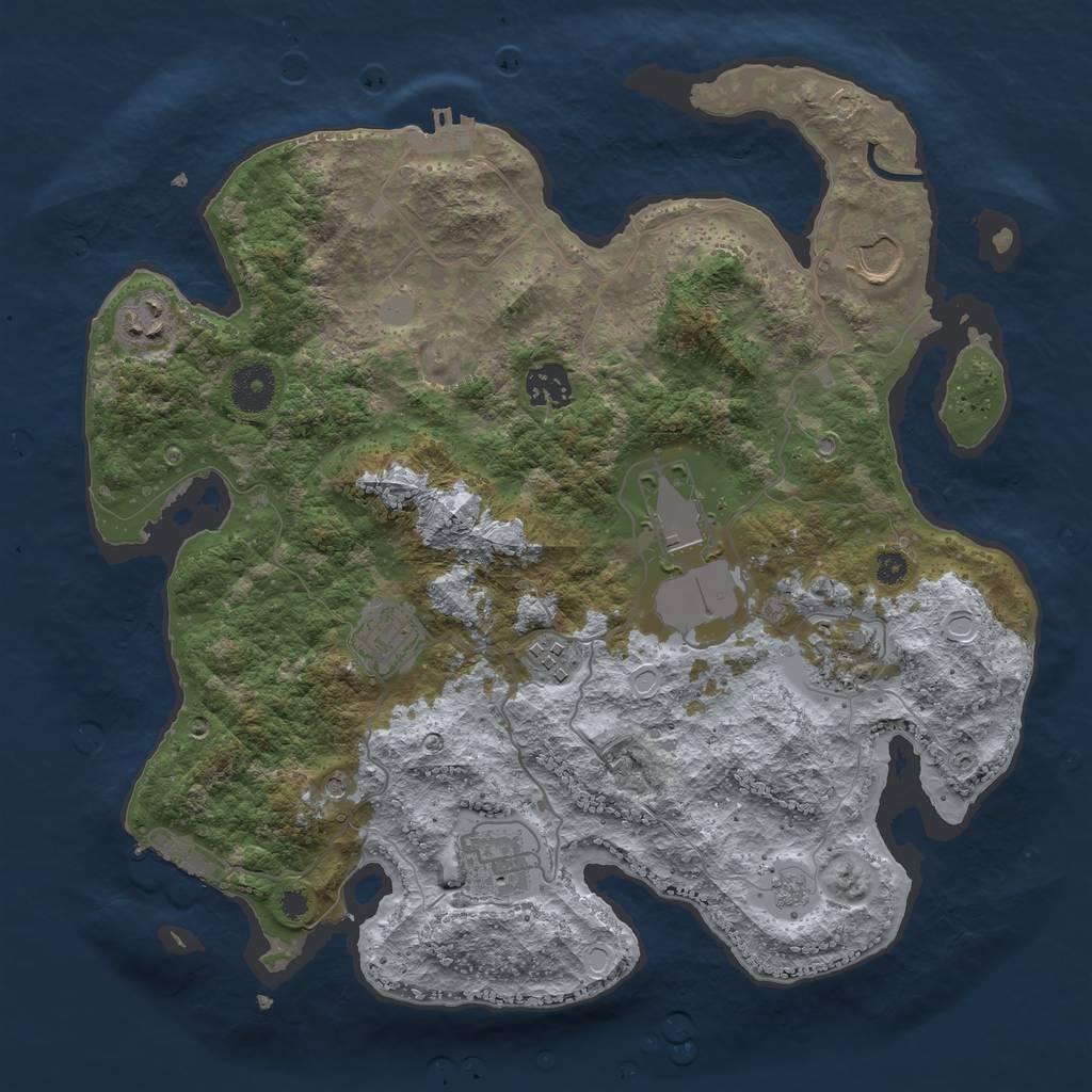 Rust Map: Procedural Map, Size: 3500, Seed: 17679939, 15 Monuments