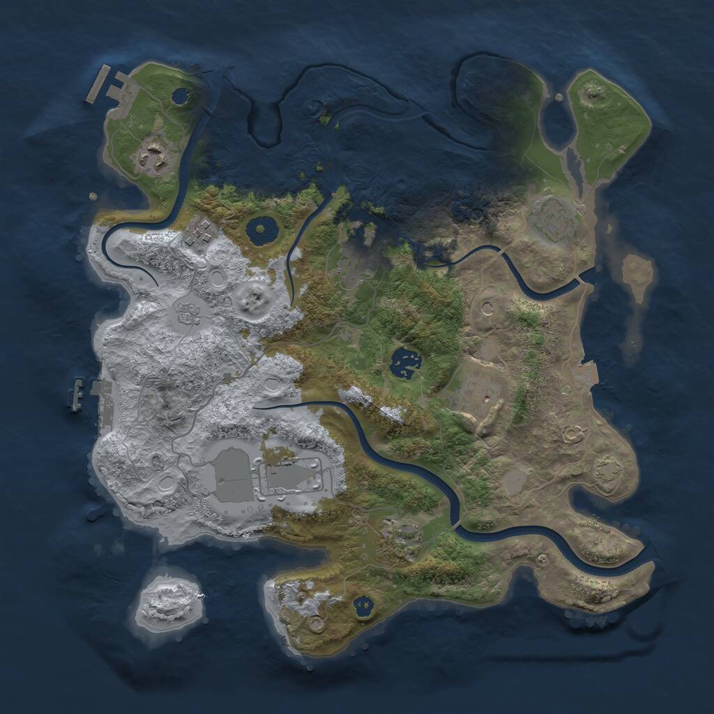 Rust Map: Procedural Map, Size: 3500, Seed: 516683369, 14 Monuments