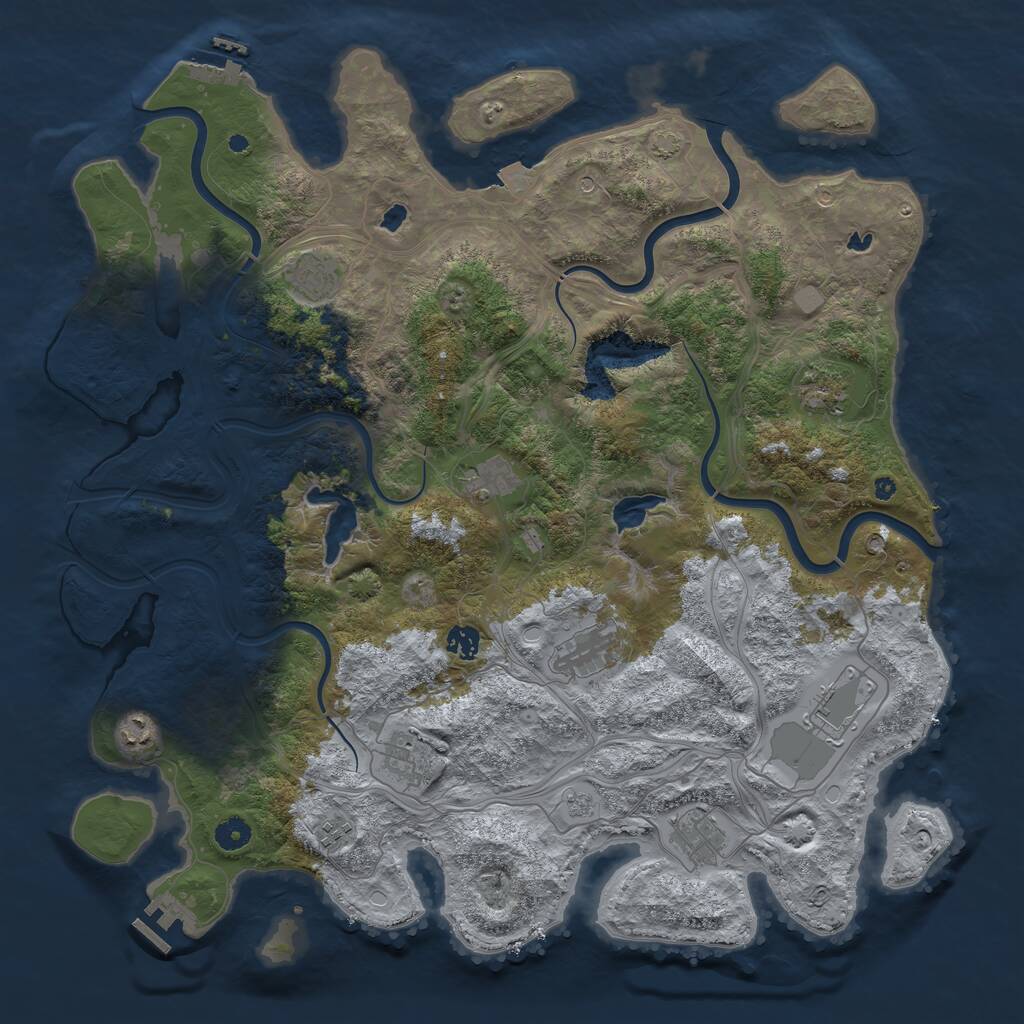Rust Map: Procedural Map, Size: 4500, Seed: 23895427, 16 Monuments