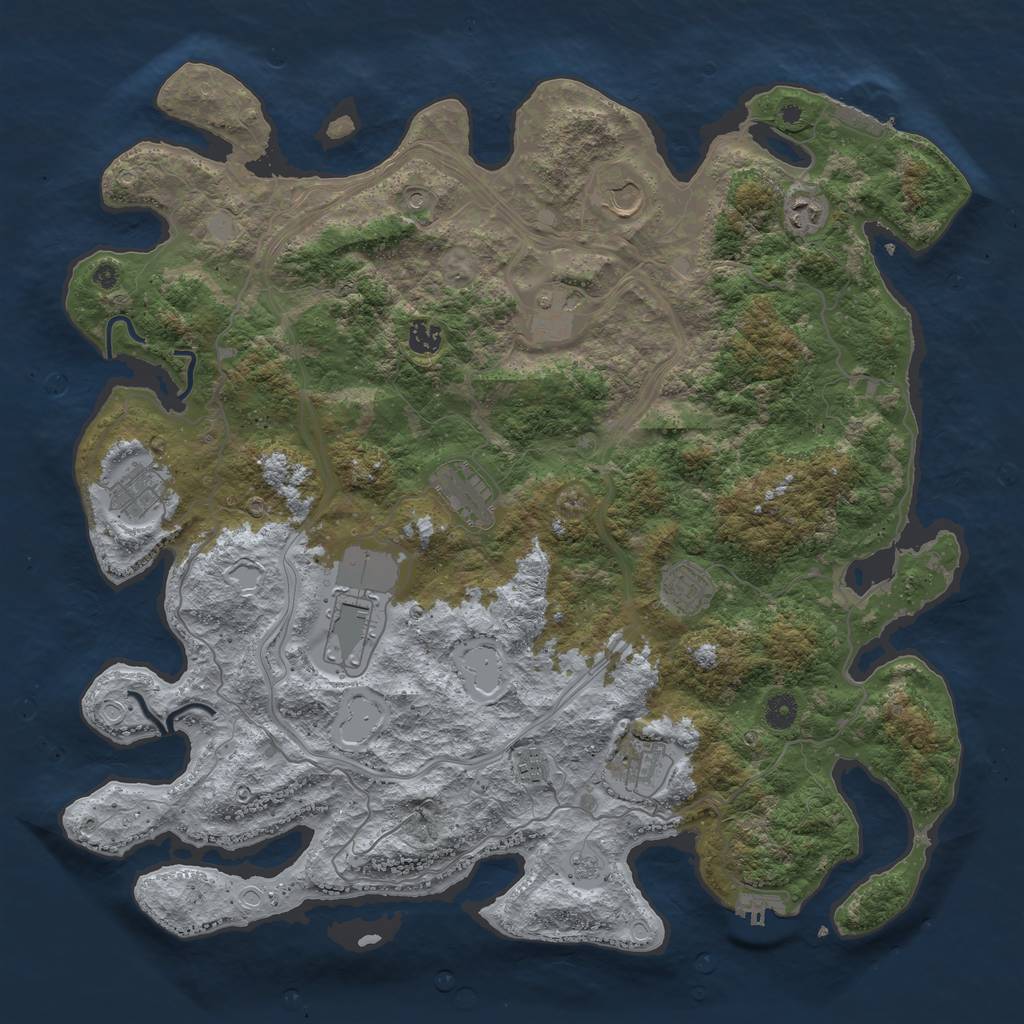 Rust Map: Procedural Map, Size: 4500, Seed: 406626964, 17 Monuments