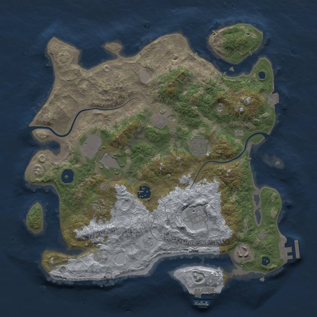 Rust Map: Procedural Map, Size: 3500, Seed: 56123384, 13 Monuments