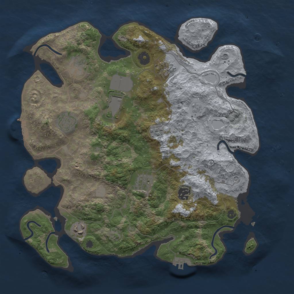 Rust Map: Procedural Map, Size: 3500, Seed: 1278281, 15 Monuments