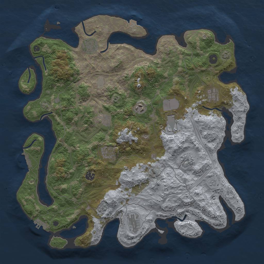Rust Map: Procedural Map, Size: 4250, Seed: 1932516972, 18 Monuments