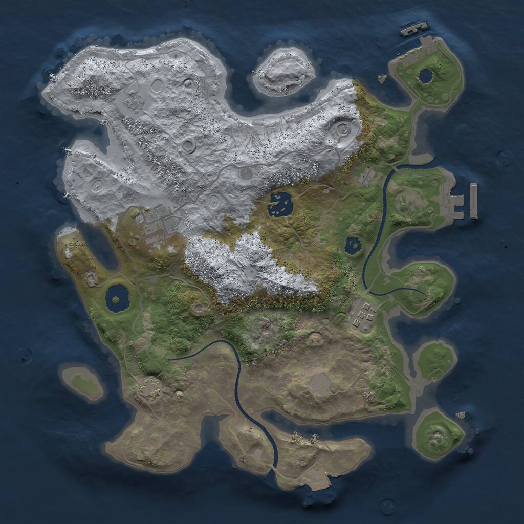 Rust Map: Procedural Map, Size: 3000, Seed: 6201459, 9 Monuments