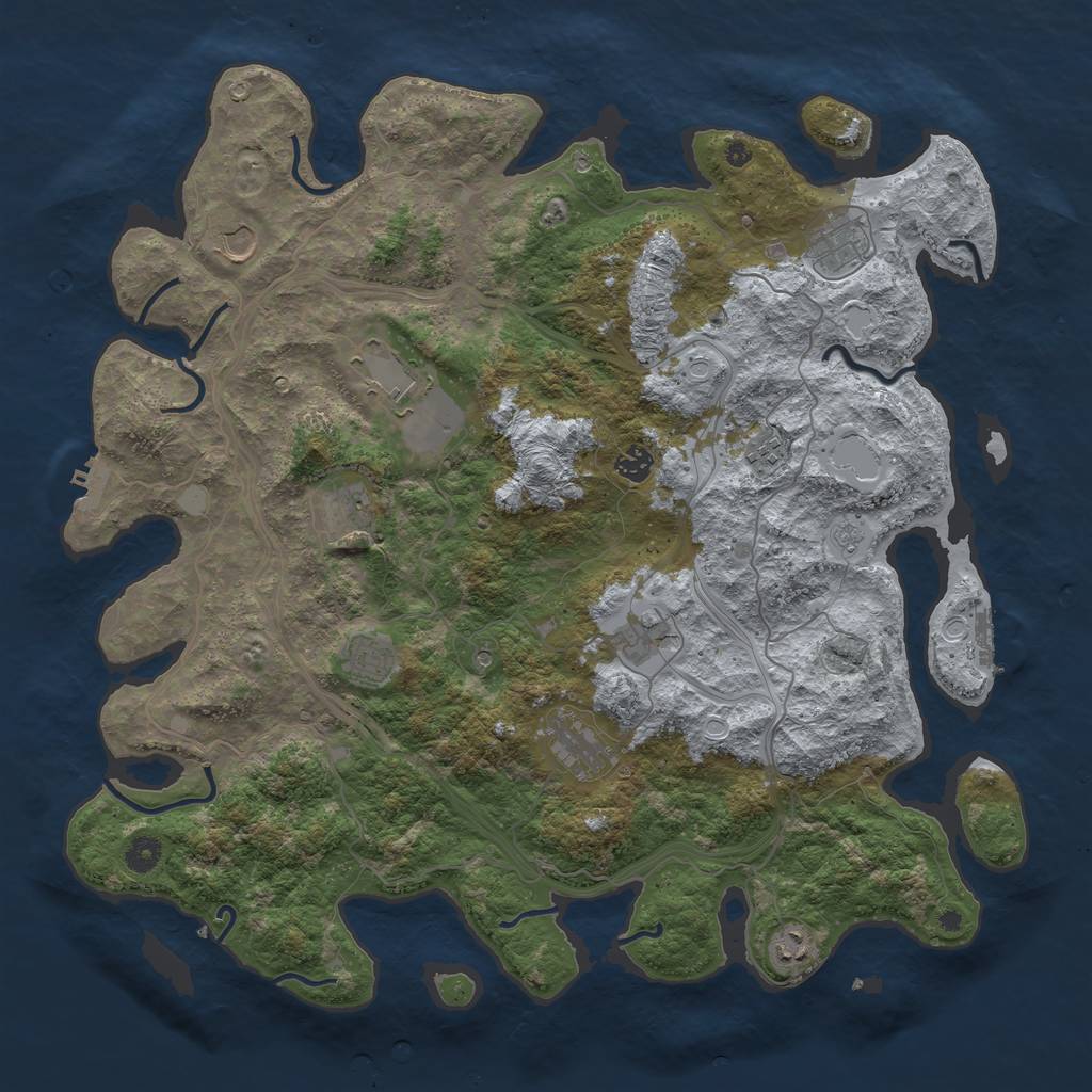 Rust Map: Procedural Map, Size: 4500, Seed: 1993181621, 17 Monuments