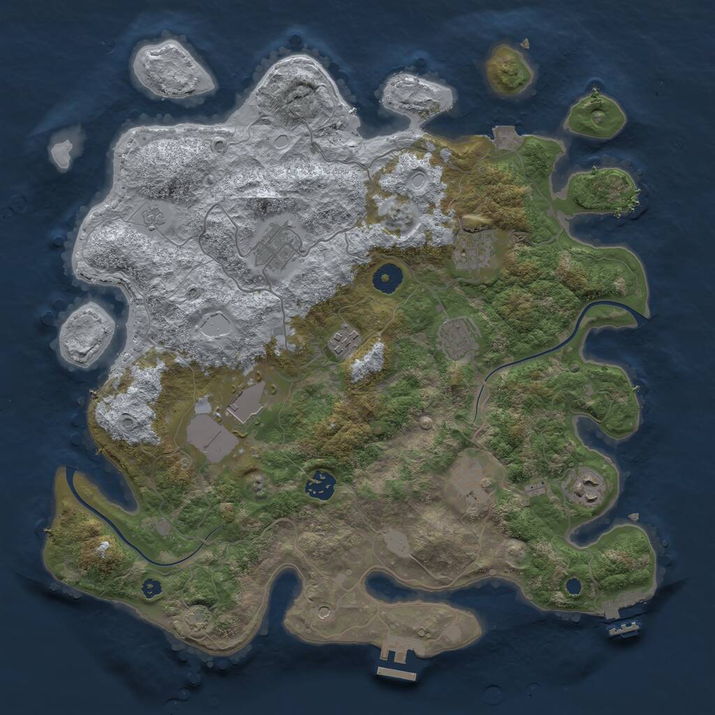 Rust Map: Procedural Map, Size: 3700, Seed: 1466576121, 14 Monuments