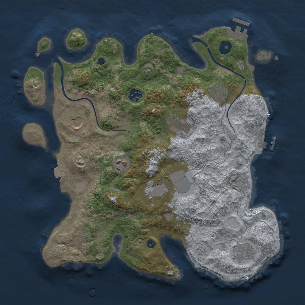 Rust Map: Procedural Map, Size: 3500, Seed: 268058447, 13 Monuments