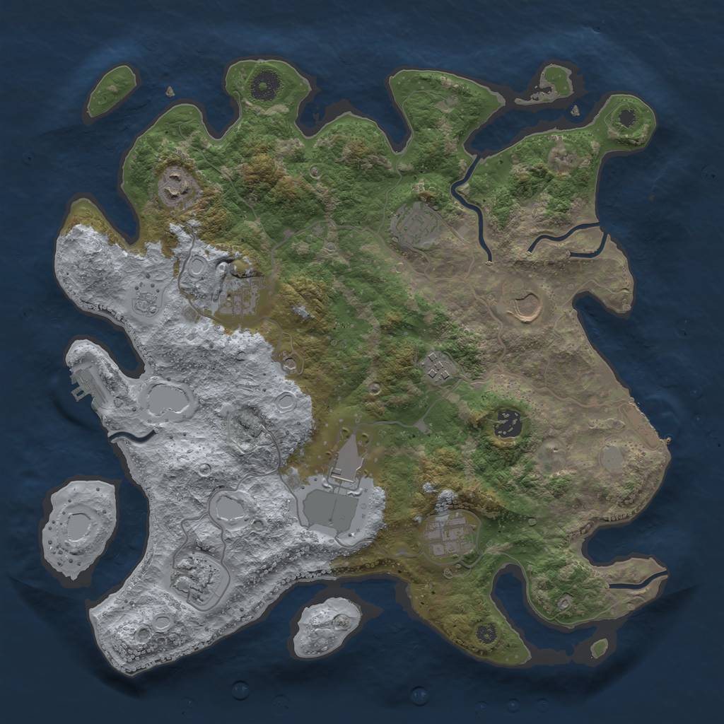 Rust Map: Procedural Map, Size: 3700, Seed: 604959, 16 Monuments