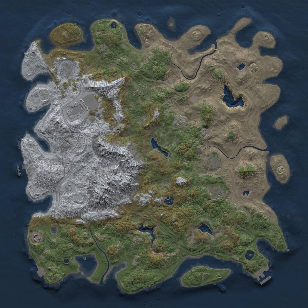 Rust Map: Procedural Map, Size: 5000, Seed: 247118383, 14 Monuments
