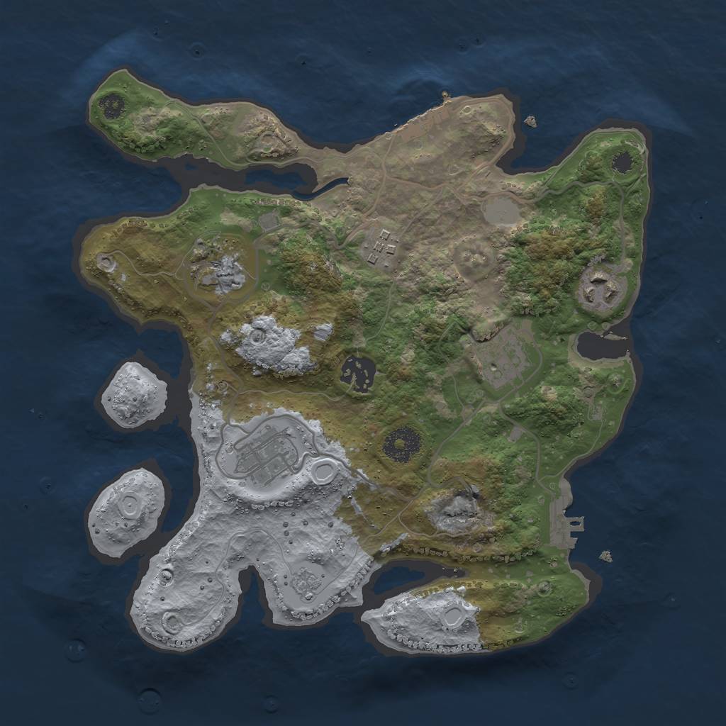 Rust Map: Procedural Map, Size: 3000, Seed: 1079409689, 12 Monuments