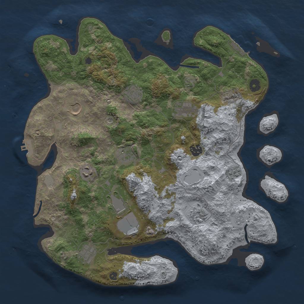 Rust Map: Procedural Map, Size: 3800, Seed: 1037839765, 17 Monuments