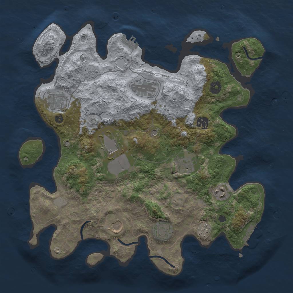 Rust Map: Procedural Map, Size: 3500, Seed: 838954774, 16 Monuments